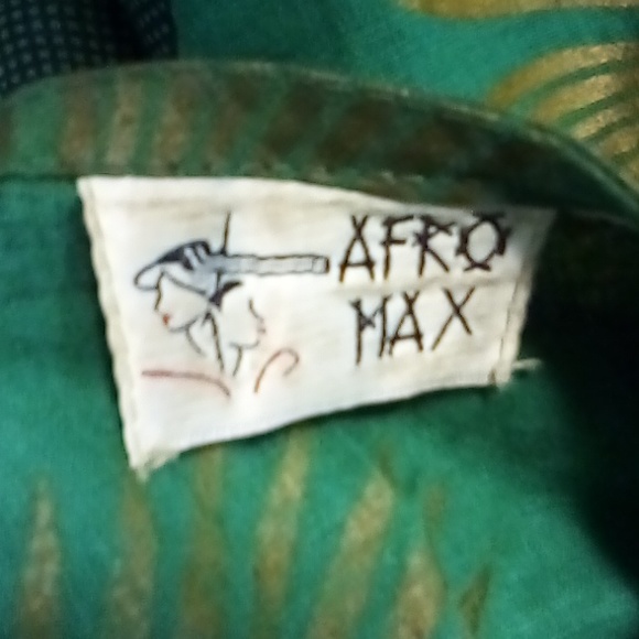 Vintage African dress and matching headband Afro Max brand size 3X Rare green - Picture 5 of 8